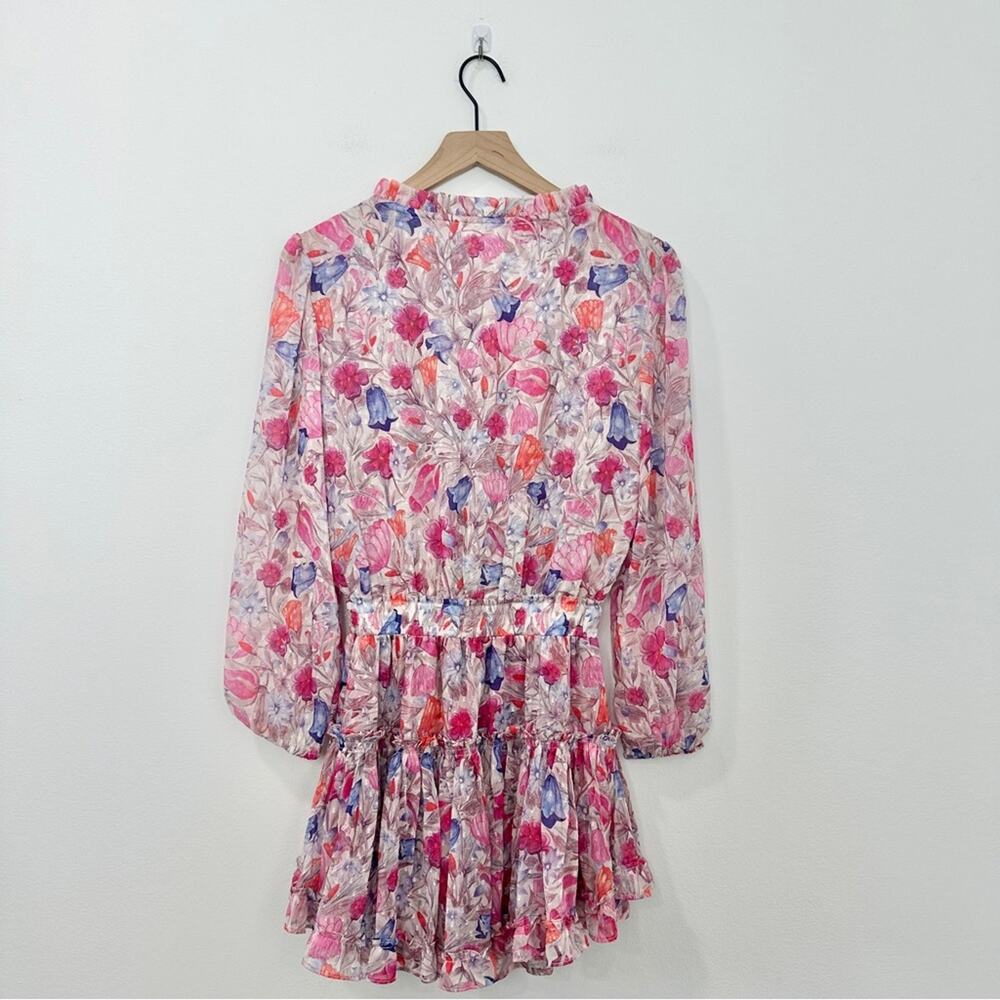 Sincerely Ours Freya Mini Dress Pink Floral Ruffle Smocked Size XS - Picture 3 of 8
